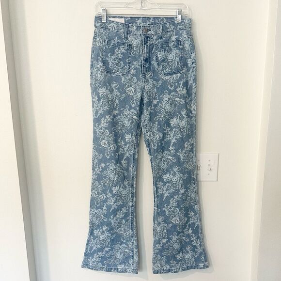 Gap X LoveShackFancy High Rise Floral '70s Flare Jeans 28/8R - Picture 2 of 7